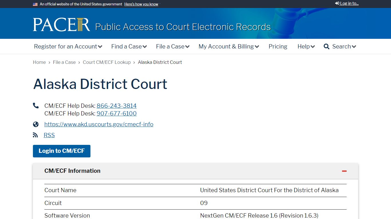 Alaska District Court | PACER: Federal Court Records